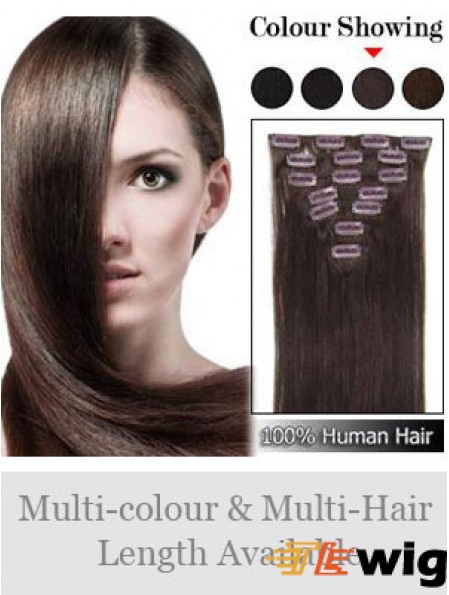 Designed Auburn Straight Remy Human Hair Clip In Hair Extensions
