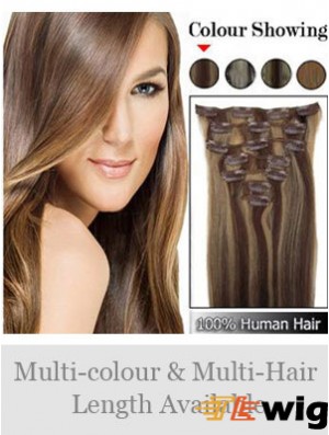 Beautiful Brown Straight Remy Human Hair Clip In Hair Extensions