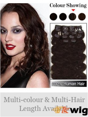 Exquisite Auburn Wavy Remy Human Hair Clip In Hair Extensions