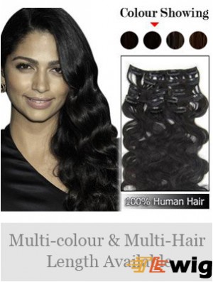 Great Black Wavy Remy Human Hair Clip In Hair Extensions
