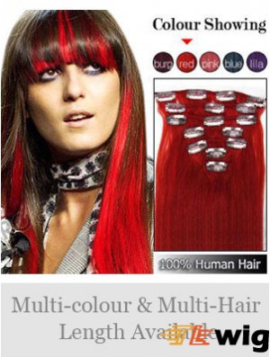 Top Red Straight Remy Human Hair Clip In Hair Extensions