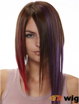 Modern Red Straight Remy Human Hair Clip In Hair Extensions
