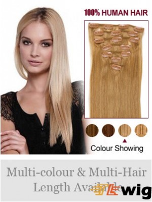 Top Blonde Straight Remy Human Hair Clip In Hair Extensions