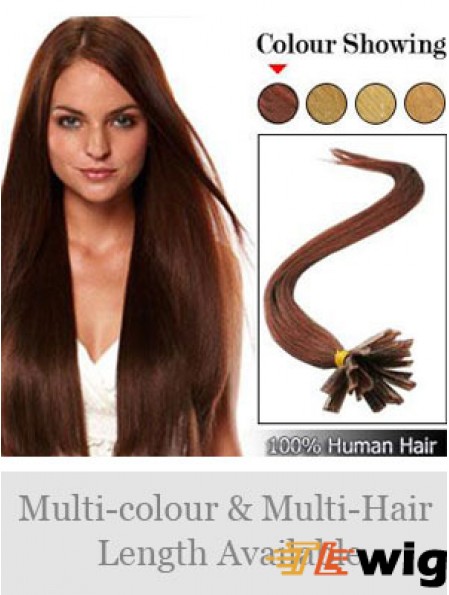 Auburn Straight Hairstyles Nail/U Tip Hair Extensions