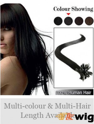 Black Straight Sleek Nail/U Tip Hair Extensions
