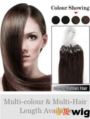 Designed Brown Straight Micro Loop Ring Hair Extensions