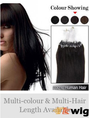 Beautiful Black Straight Micro Loop Ring Hair Extensions