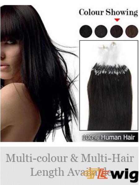 Beautiful Black Straight Micro Loop Ring Hair Extensions