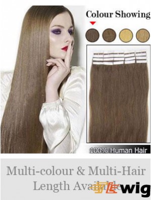Brown Straight Convenient Remy Human Hair Tape In Hair Extensions