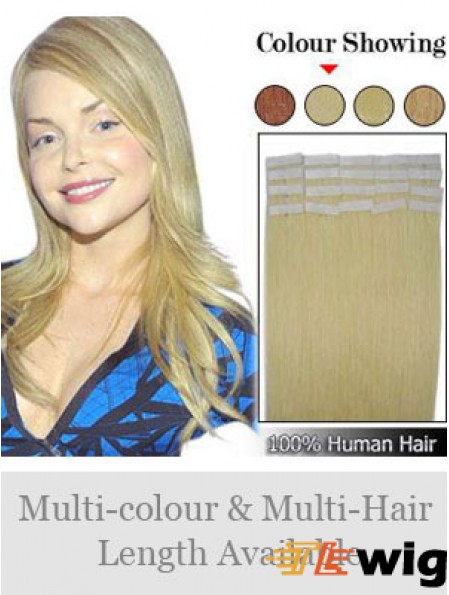 Blonde Straight Fashionable Remy Human Hair Tape In Hair Extensions