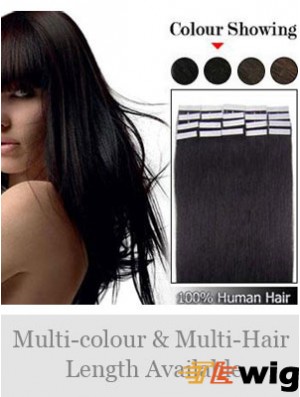 Black Straight Soft Remy Human Hair Tape In Hair Extensions