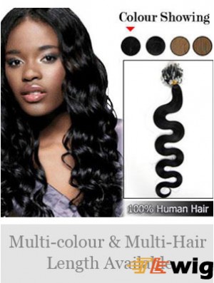 Top Black Wavy Micro Loop Ring Hair Extensions