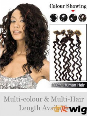 Black Curly Comfortable Nail/U Tip Hair Extensions