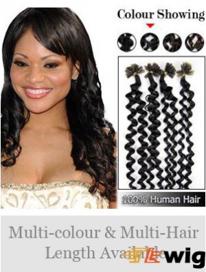 Black Curly Trendy Nail/U Tip Hair Extensions