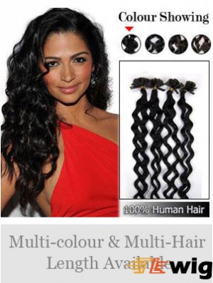 Black Curly New Nail/U Tip Hair Extensions