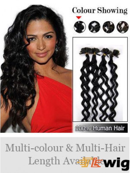 Black Curly New Nail/U Tip Hair Extensions