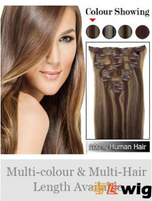 Beautiful Brown Straight Remy Human Hair Clip In Hair Extensions