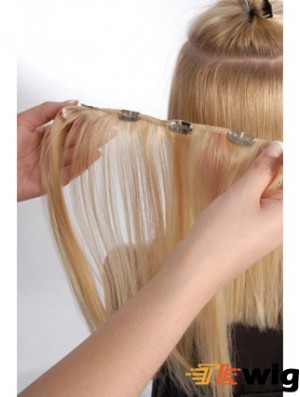 Flexibility Blonde Straight Remy Human Hair Clip In Hair Extensions