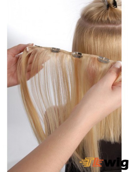 Flexibility Blonde Straight Remy Human Hair Clip In Hair Extensions