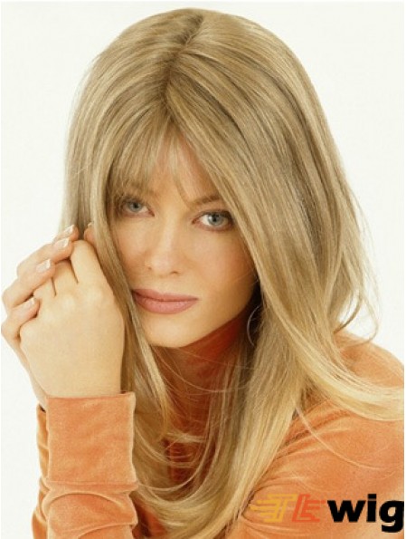 Wig Falls Long Length Straight Style Blonde Color