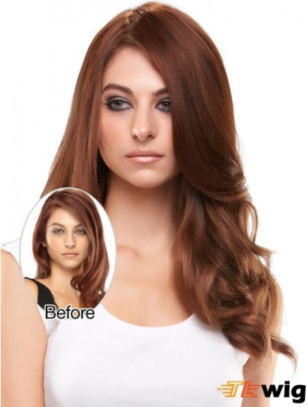 Sassy Auburn Wavy Remy Human Hair Clip In Hairpieces
