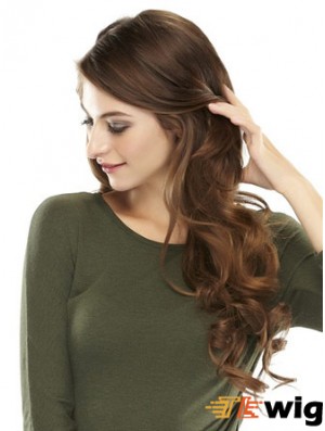 Online Brown Wavy Remy Human Hair Clip In Hairpieces