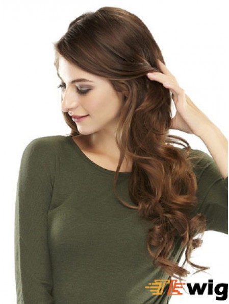 Online Brown Wavy Remy Human Hair Clip In Hairpieces