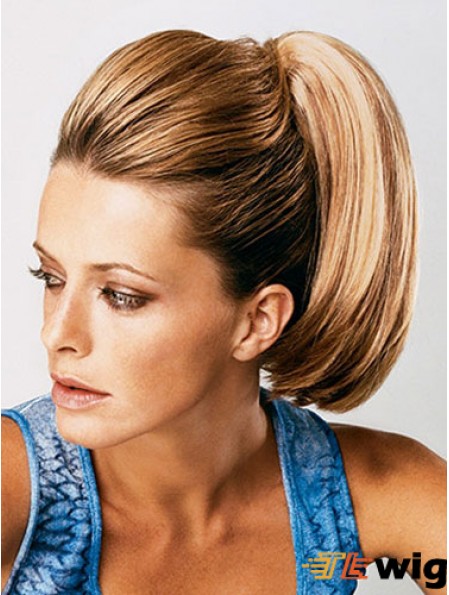 Ponytail Extensions Straight Style With Synthetic Brown Color
